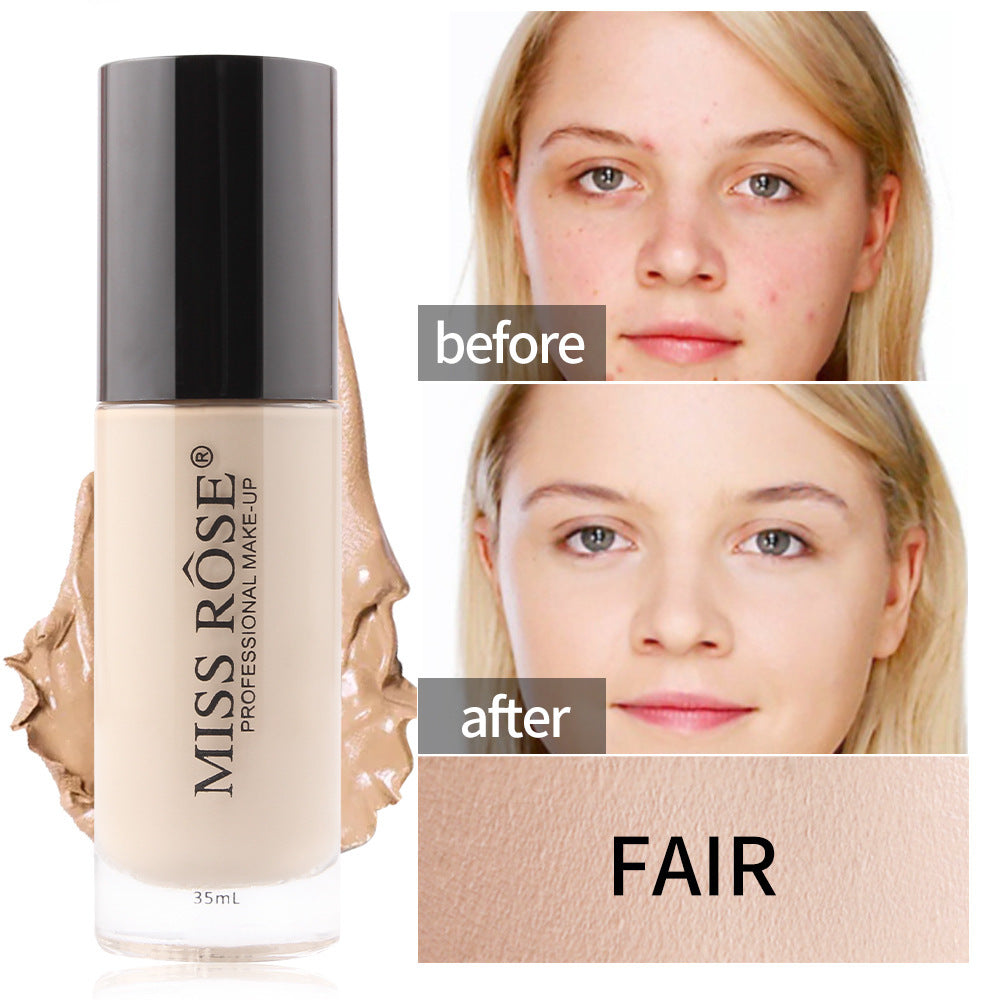 Waterproof Oil Control Light Natural Long-lasting Concealer Liquid Foundation