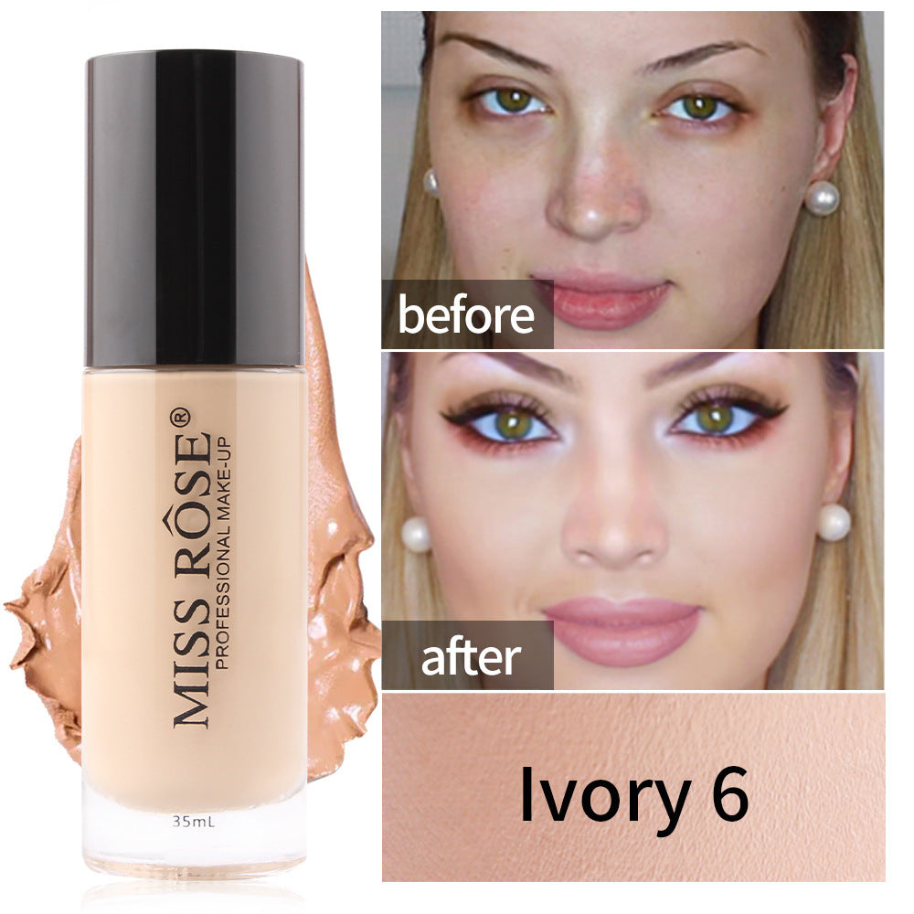 Waterproof Oil Control Light Natural Long-lasting Concealer Liquid Foundation