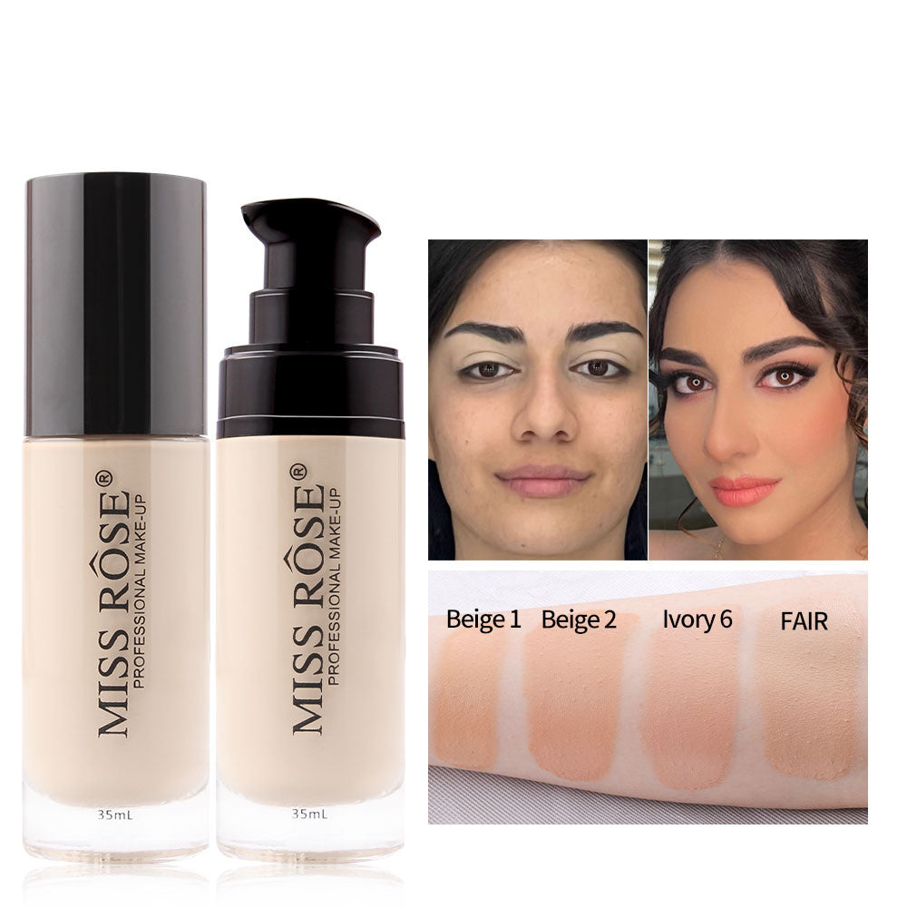 Waterproof Oil Control Light Natural Long-lasting Concealer Liquid Foundation